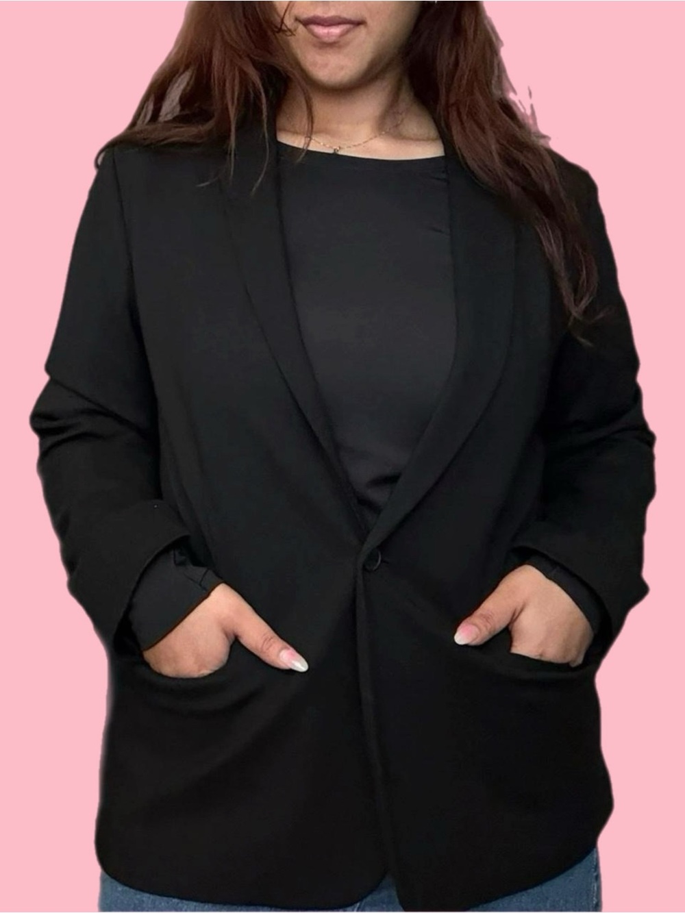 old navy stretch cotton blazer - black